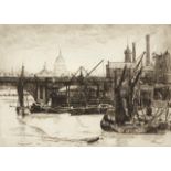Alexander Edward Waite, British 1888-1958- Blackfriars Bridge & Cannon Street Station; etchings,