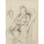 Alphonse Mucha, Czech 1860-1939- Young Man Seated on an Armchair, 1892; black pencil on Bristol