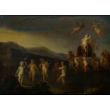 Follower of Cornelis van Poelenburgh, Dutch 1594-1667- Bacchanal procession of putti and angels; oil