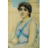 Norman Prescott-Davies FRS, British 1862-1915- Portrait of a classical beauty, seated half-length;