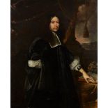 Follower of Philippe de Champaigne, French 1602-1674- Portrait of a gentleman standing three-quarter