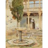 Myles Birket Foster RWS, British 1825-1899- A courtyard in the Alhambra, Grenada; watercolour,