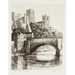 Margaret M Rudge, British 1885-1972- Durham Castle and Cathedral; etching on laid, signed and titled