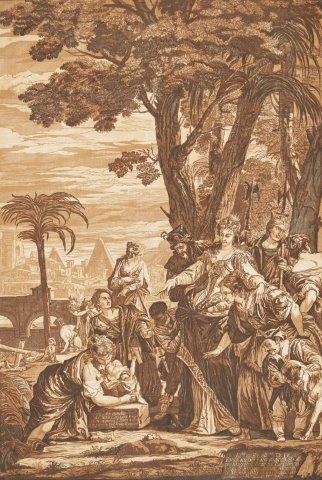 After Paolo Caliari, known as Paolo Veronese, Italian 1528-1588- The Finding of Moses, 1741; sepia