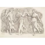 After Andrea Mantegna, Italian 1431-1506- Four Dancing Muses, c.1497; etching on laid paper, bears