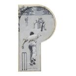 Lucien Davis RI, British 1860-1941- Drawing away from Wicket; Guard Please Umpire; Country Cricket