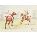 C Carue Wilson, British School, early 20th century- Polo; watercolour, signed and dated July.3.