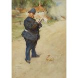 Lawson Wood RI, British 1878-1957- Policeman and Duckling; watercolour, signed, 35x24.5cm (ARR)
