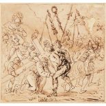 Manner of Sir Peter Paul Rubens, 18th century- Scene from the Passion of Christ; pen and brown ink