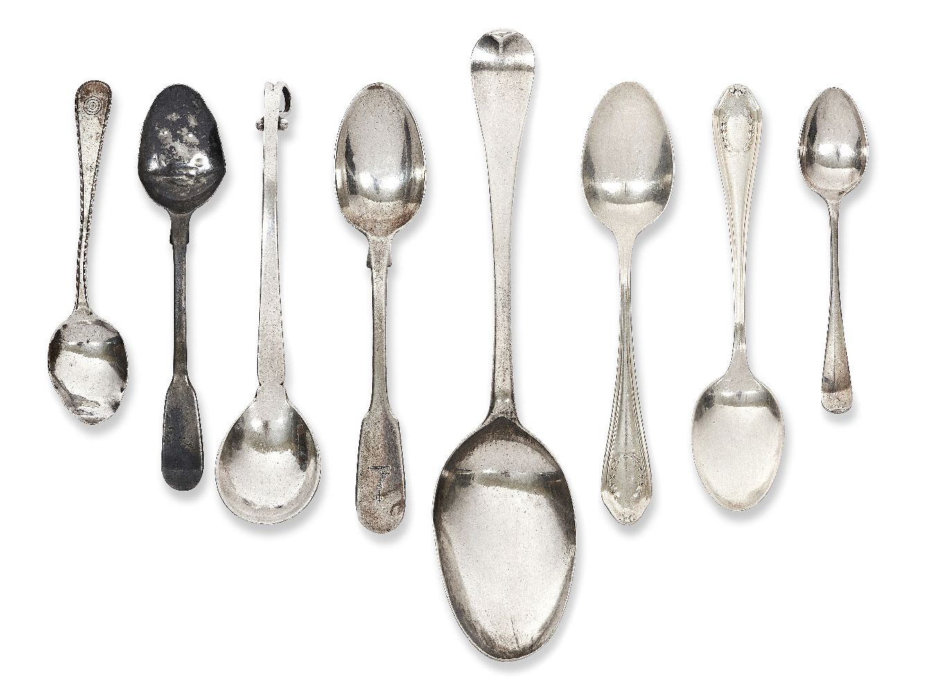 A Georg Jensen silver preserve spoon, pattern number 110, import marks for c.1956, the scrolling