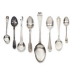 A Georg Jensen silver preserve spoon, pattern number 110, import marks for c.1956, the scrolling