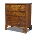 A George III mahogany secretaire chest, the rectangular top above two faux drawers enclosing eight