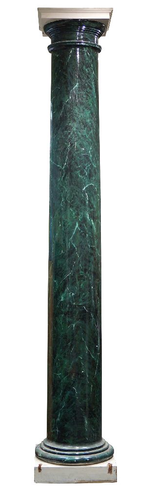 A pair of large faux marble Doric columns, 20th century, painted to imitate green serpentine marble, - Image 2 of 2