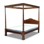 An American four poster mahogany queen size bed, in the Hepplewhite taste, second half 20th century,