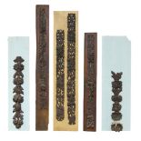 A collection of six Continental carved oak mouldings, 19th century, carved and pierced in low