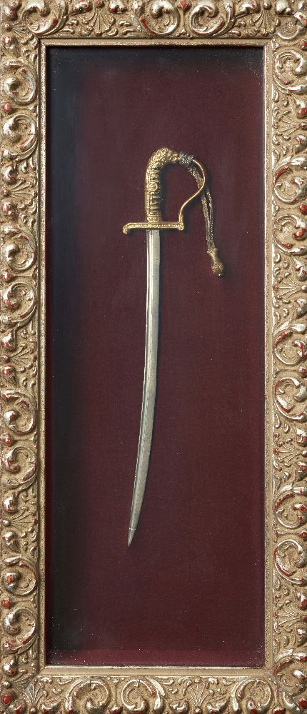 Five framed models of historical swords, late 20th century, comprising a medieval broadsword, two - Image 4 of 5