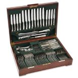 A complete boxed eight place setting canteen of silver cutlery, Sheffield c.1972, Garrard & Co.