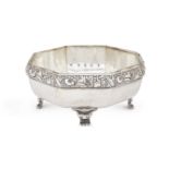 A German 800 fineness silver bowl, C Frey & Sohne, of octagonal form, the border moulded with