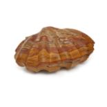 A Sicilian jasper clam shell box, early 20th century, 16cm wideSmall nicks to the extremities in