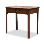 A George III mahogany side table, late 18th century, the rectangular top with moulded edge and re-