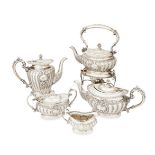 A silver five piece tea/coffee service, Sheffield c.1951, Poston Products Ltd., comprising kettle on