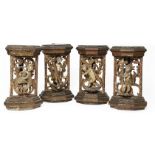 A set of four South German parcel-gilt wood carvings depicting the four stages of the Passion of