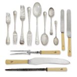 A part canteen of silver rattail cutlery, Sheffield c.1933, Harrods Ltd., comprising nine table