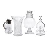 A Continental 800 fineness silver topped lemonade jug, of bell form, with internal glass vase and