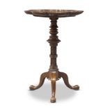 A George IV oak occasional table, attributed to Gillows, the circular lobed top on cluster column