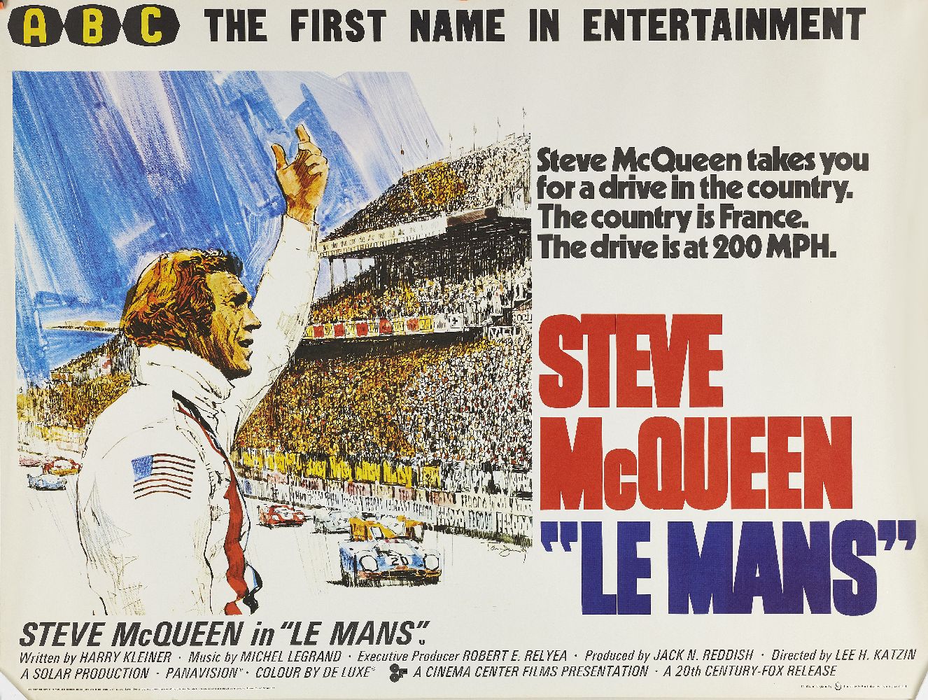 Le Mans, 1971, a film poster, UK Quad, printed by Lonsdale and Bartholomew, 72 x 102cm Note: Le Mans