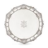 An Edward VII silver salver, London c.1901, Hawksworth, Eyre & Co Ltd., with moulded gadrooned