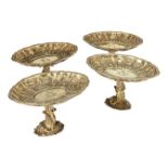 A set of four early Victorian silver-gilt tazza, London c.1845, Charles Thomas Fox and George Fox,