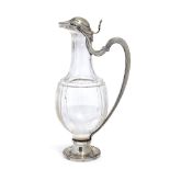 A modern French silver and glass claret jug, stamped with Mercury head control marks, 31.5cm