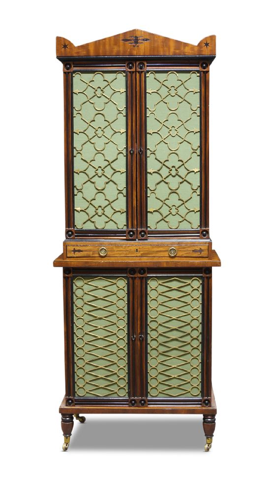 A Regency mahogany and ebonised cabinet, early 19th century, in the manner of George Bullock, the