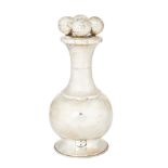 A Columbian silver vase and cover, of bulbous form, the cover with four spheres, 25.5cm high, approx