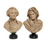 Albert-Ernest Carrier-Belleuse, French, 1824-1887, two terracotta portrait busts of Beethoven and