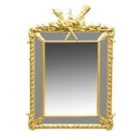 A Louis XVI style giltwood mirror, late 19th century, of rectangular form, the carved laurel leaf