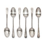Six George III silver Old English pattern dessert spoons, London c.1774, John Lambe, 17.3cm long,