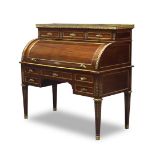 A Louis XVI style mahogany and gilt metal mounted cylinder bureau, early 20th century, the top