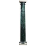 A pair of large faux marble Doric columns, 20th century, painted to imitate green serpentine marble,