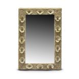 A rectangular shell encrusted mirror by Anthony Redmile, mid/late 20th century, applied with