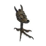 An Italian bronze Satyr oil lamp, in the Renaissance Paduan style, early 20th century, in the form