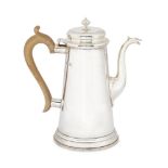 A silver coffee pot, London c.1964, Edward Barnard & Sons Ltd., of plain tapering form, 22.5cm high,