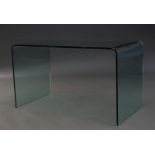 A large contemporary glass desk c. 2000 Formed from one piece of curved glass, with rectangular