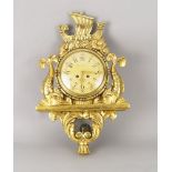 A Continental giltwood cartel clock, signed to dial, Gosta Hansson, late 20th century, the case with