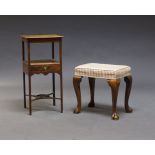 A Victorian mahogany wash stand, the square top above central drawer, over shaped stretcher, on