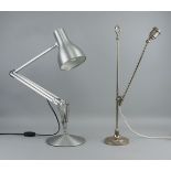 A silvered metal Anglepoise lamp, of recent manufacture, marked Anglepoise, 87cm high extended,