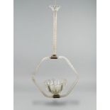 A Venetian style glass and metal plafonnier frame, 20th century, with petal form ceiling rose