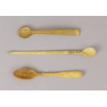 Three horn spoons, probably 18th century and later, the longest 18cm (3)Please refer to department