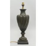 A faux serpentine resin marble urn-form table lamp, late 20th century, in the French taste, 53cm